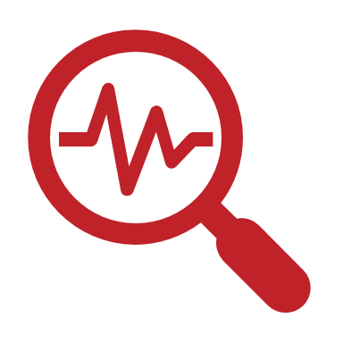 Red magnifying glass icon