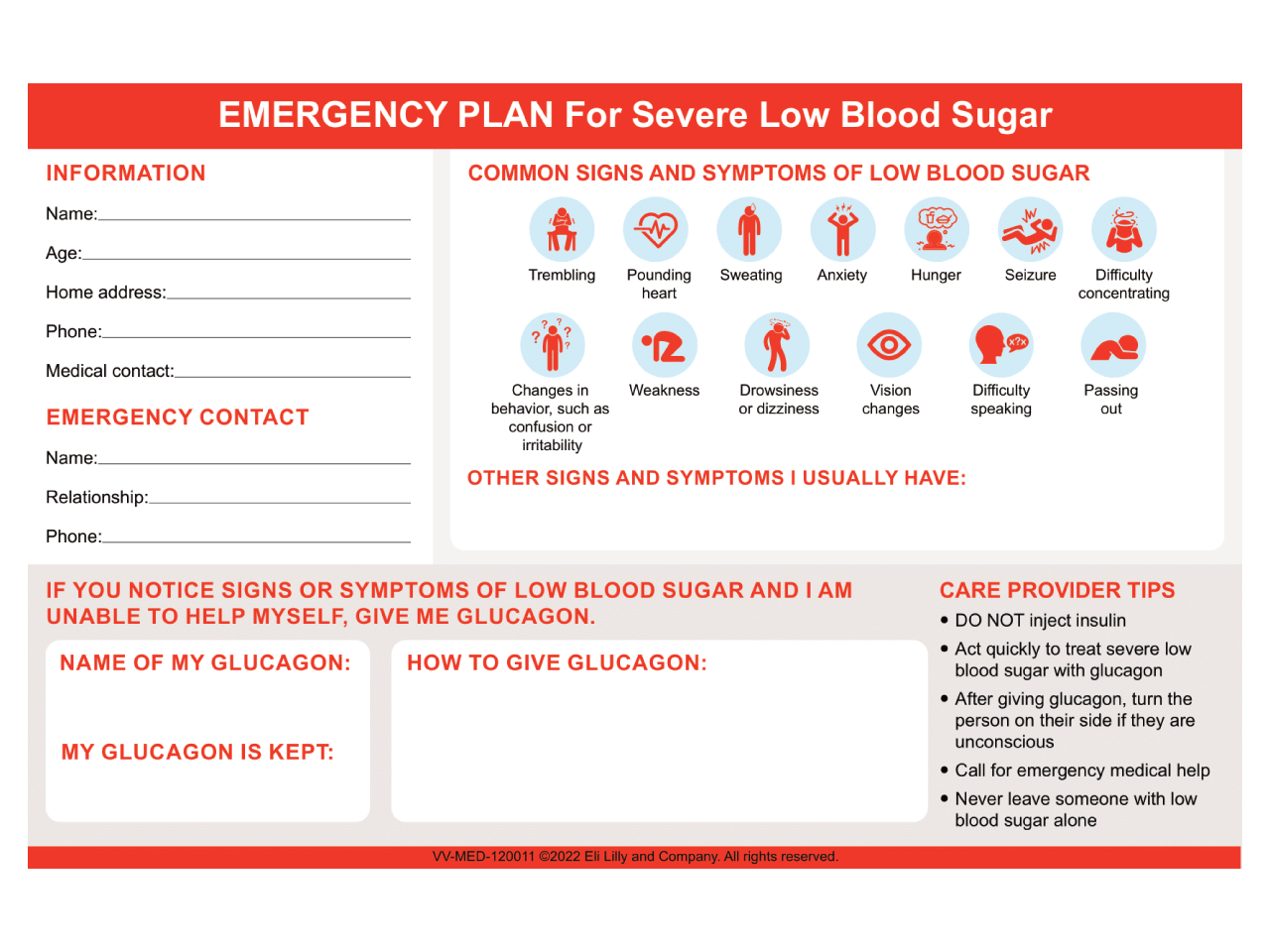 low blood sugar emergency plan tools